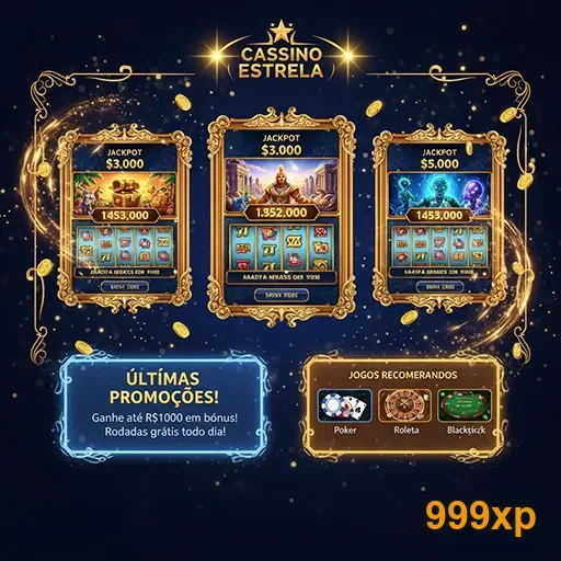 Imagem de um cassino no 999xp com destaque para um jackpot na máquina caça-níqueis Estrela.